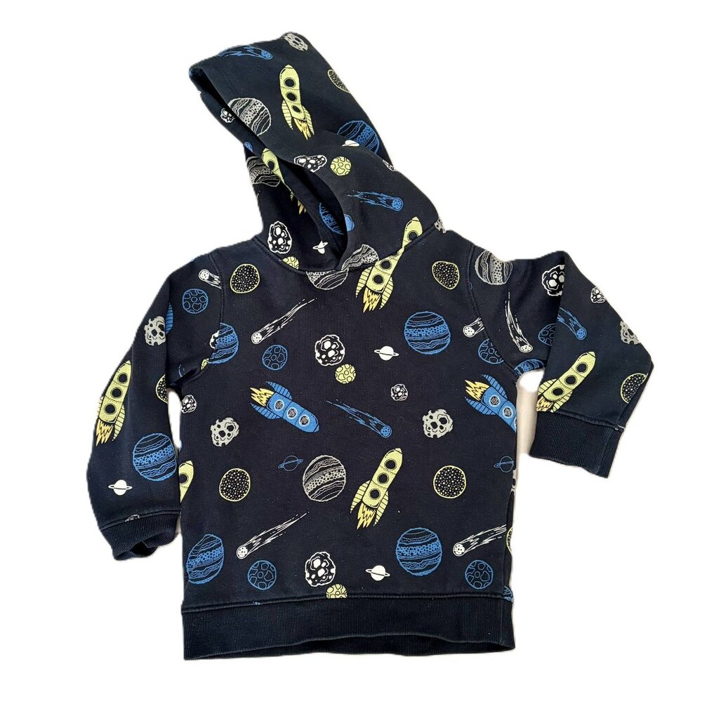 H&M Rocket Print Hoodie - Blue and Yellow, 3T